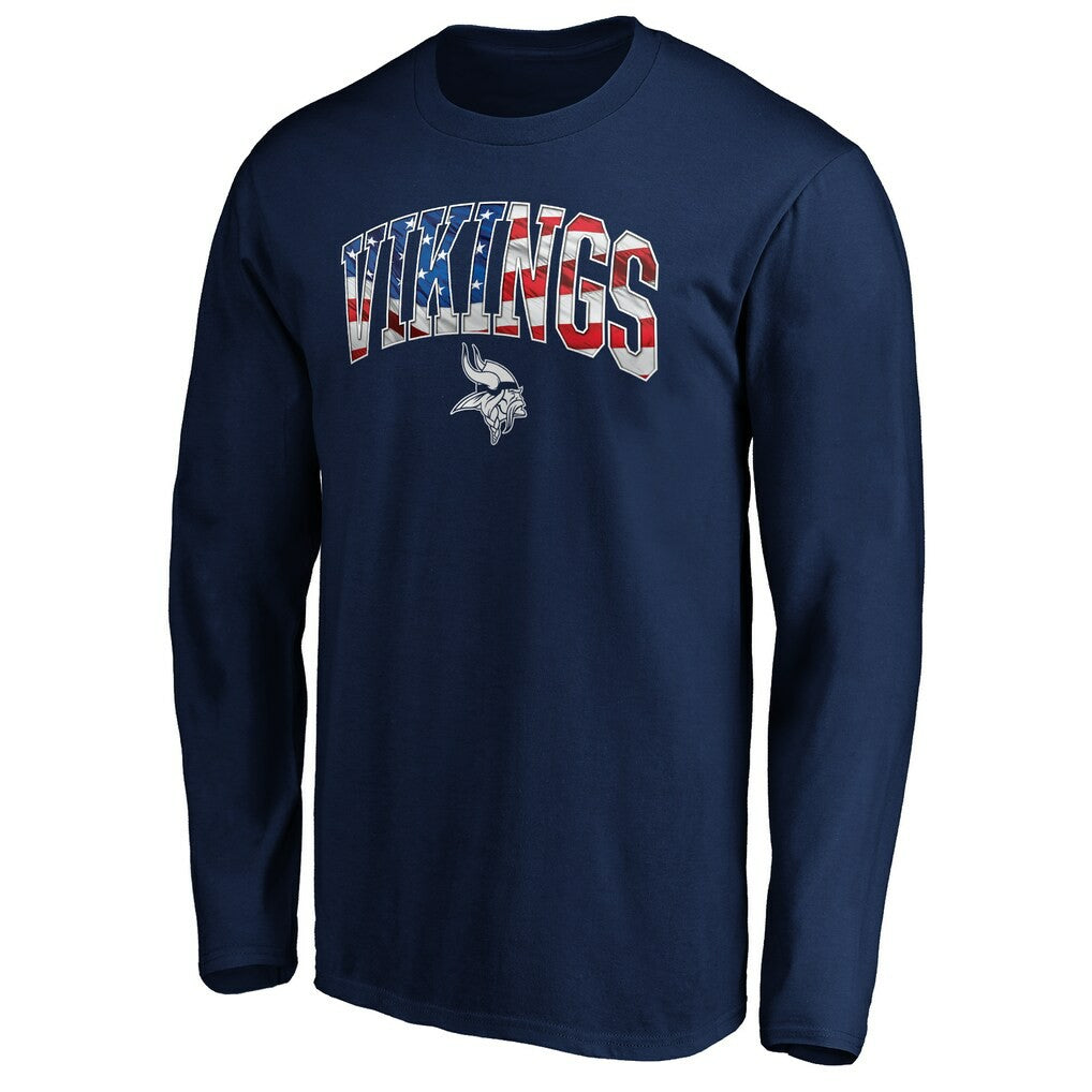 Minnesota Vikings Banner Wave Long Sleeve T-Shirt Navy