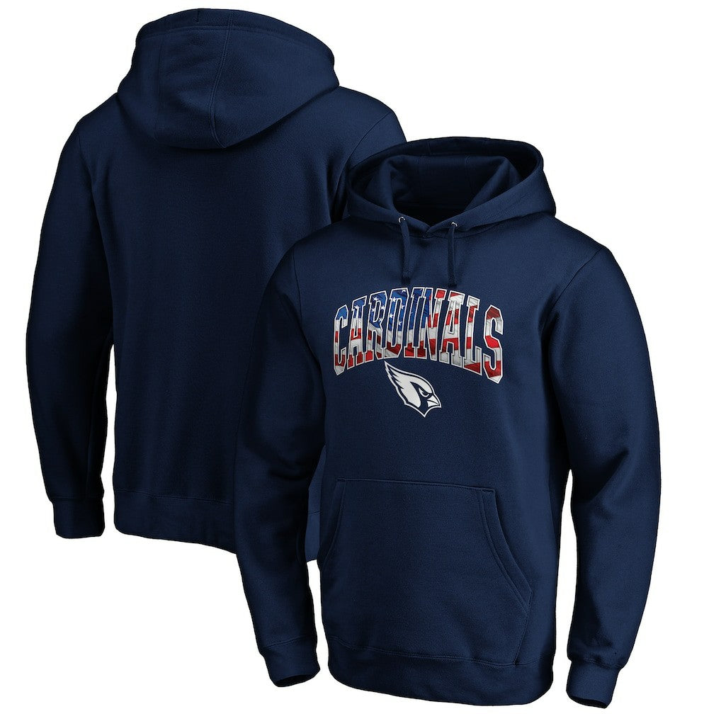 Arizona Cardinals Banner Wave Fitted Pullover Hoodie Navy