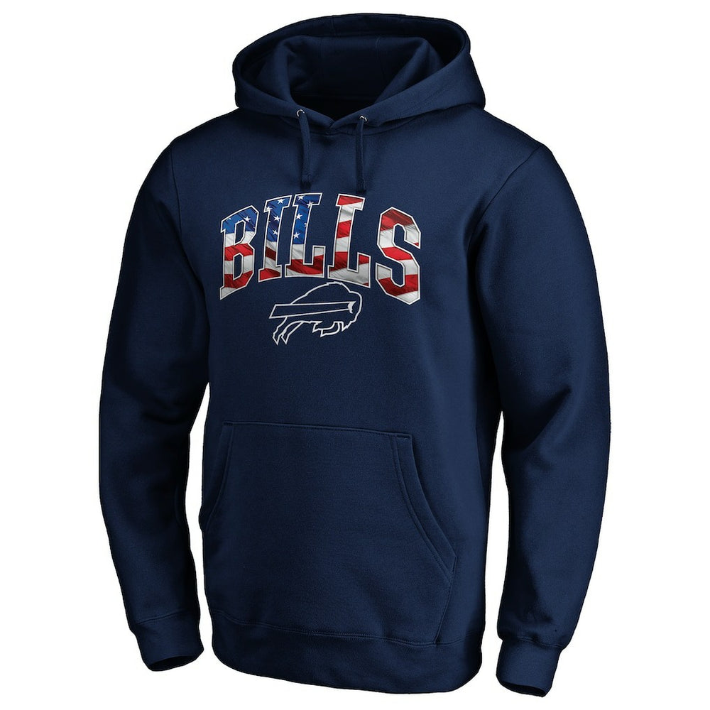 Buffalo Bills Banner Wave Fitted Pullover Hoodie Navy