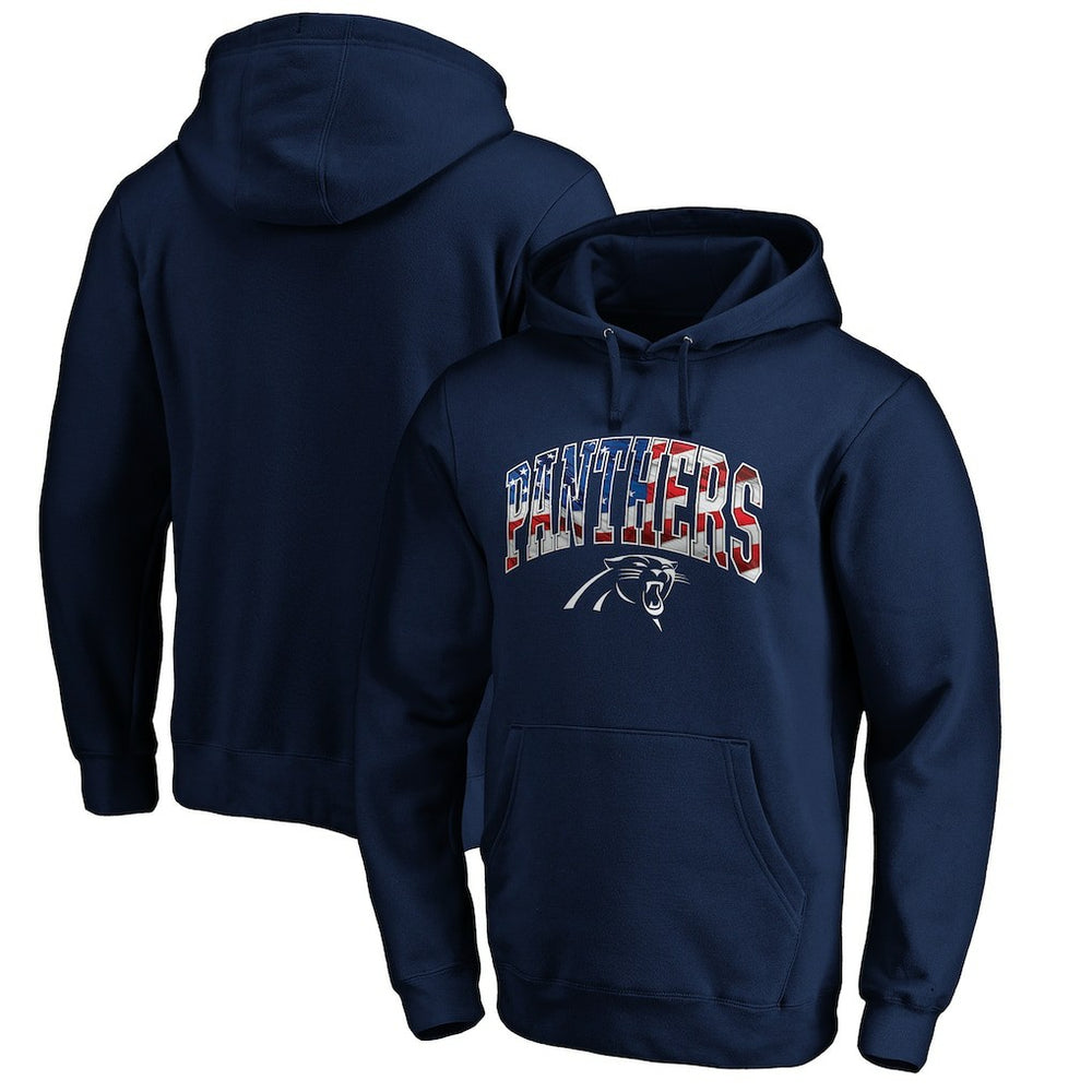 Carolina Panthers Banner Wave Fitted Pullover Hoodie Navy