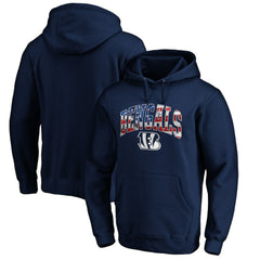 Cincinnati Bengals Banner Wave Fitted Pullover Hoodie Navy