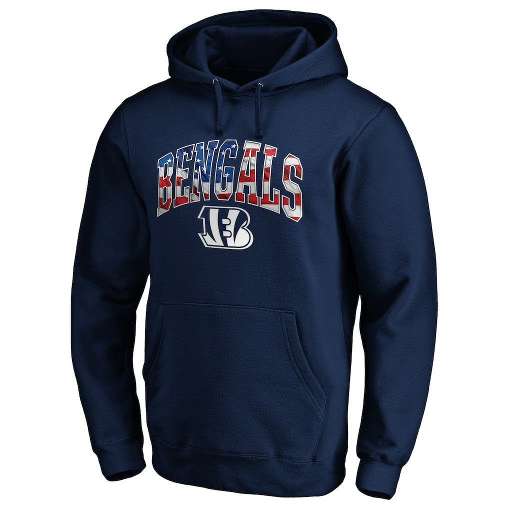 Cincinnati Bengals Banner Wave Fitted Pullover Hoodie Navy