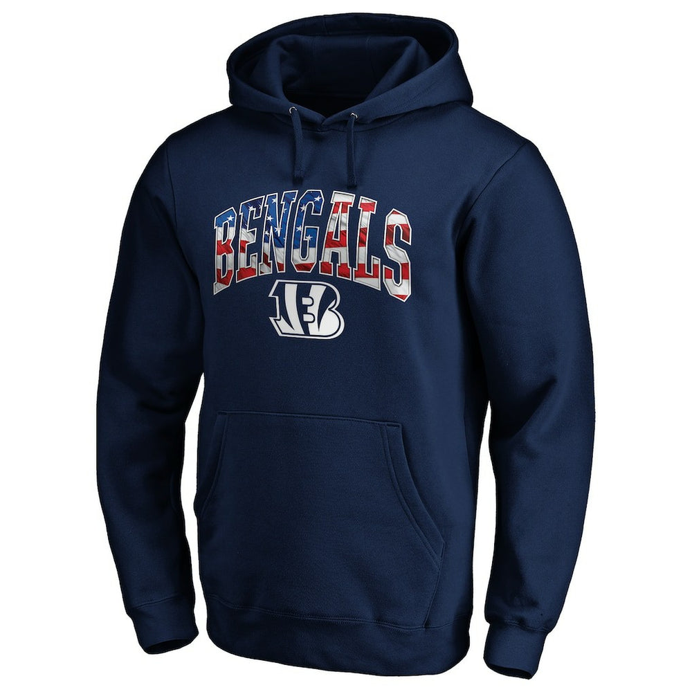 Cincinnati Bengals Banner Wave Fitted Pullover Hoodie Navy