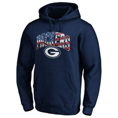 Green Bay Packers Banner Wave Fitted Pullover Hoodie Navy