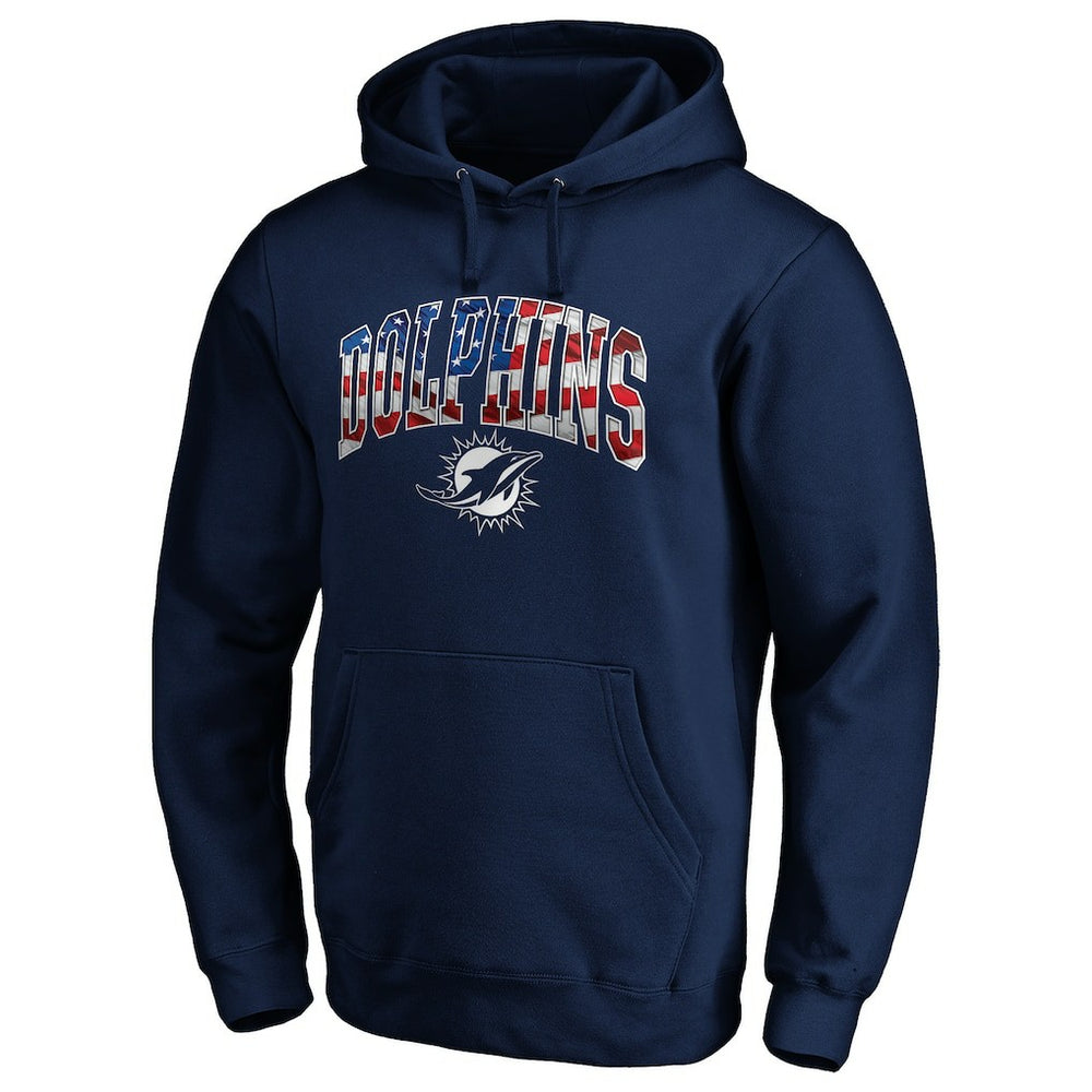 Miami Dolphins Banner Wave Fitted Pullover Hoodie Navy