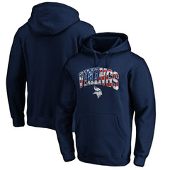 Minnesota Vikings Banner Wave Fitted Pullover Hoodie Navy
