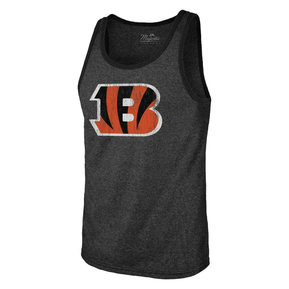 Joe Burrow Cincinnati Bengals Majestic Threads Name & Number Tri-Blend Tank Top Black