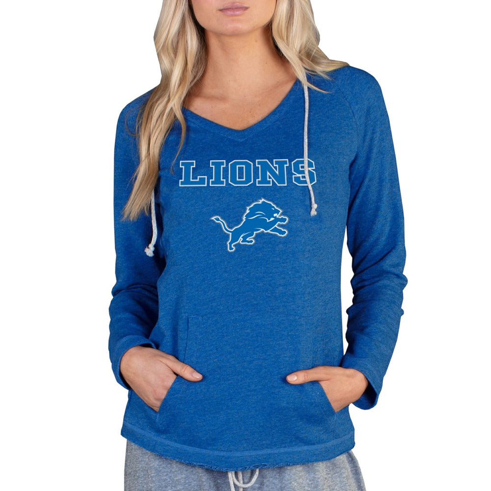 Detroit Lions Concepts Sport Women's Mainstream Tri-Blend Raglan Hoodie V-Neck Top Blue