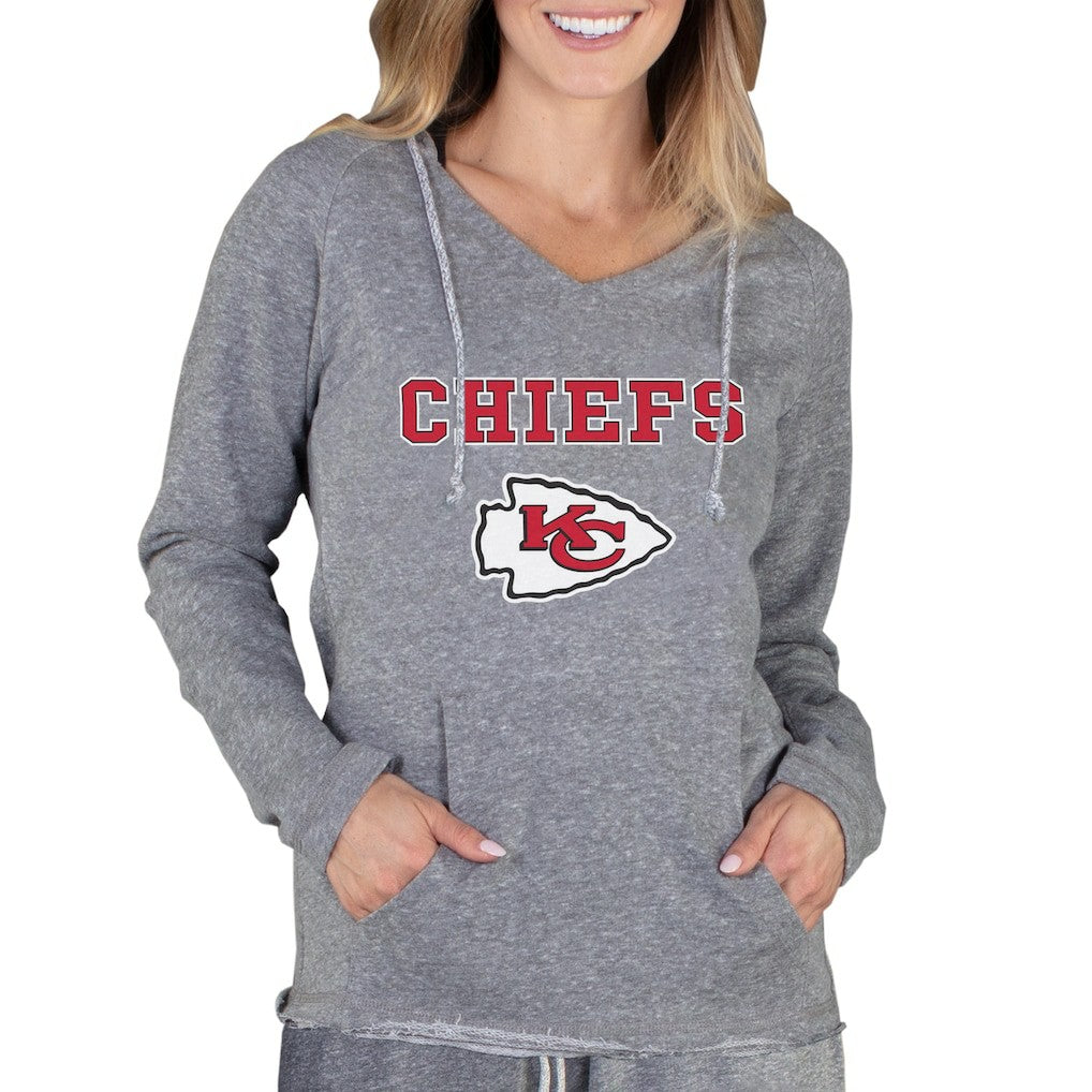 Kansas City Chiefs Concepts Sport Women's Mainstream Tri-Blend Raglan Hoodie V-Neck Top Gray