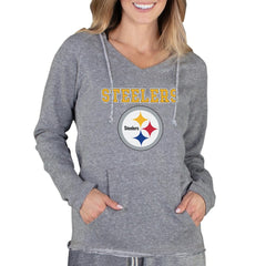 Pittsburgh Steelers Concepts Sport Women's Mainstream Tri-Blend Raglan Hoodie V-Neck Top Gray