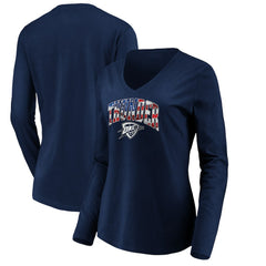 Oklahoma City Thunder Women's Banner Wave V-Neck Long Sleeve T-Shirt Navy