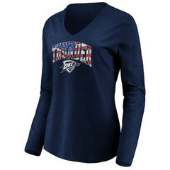 Oklahoma City Thunder Women's Banner Wave V-Neck Long Sleeve T-Shirt Navy