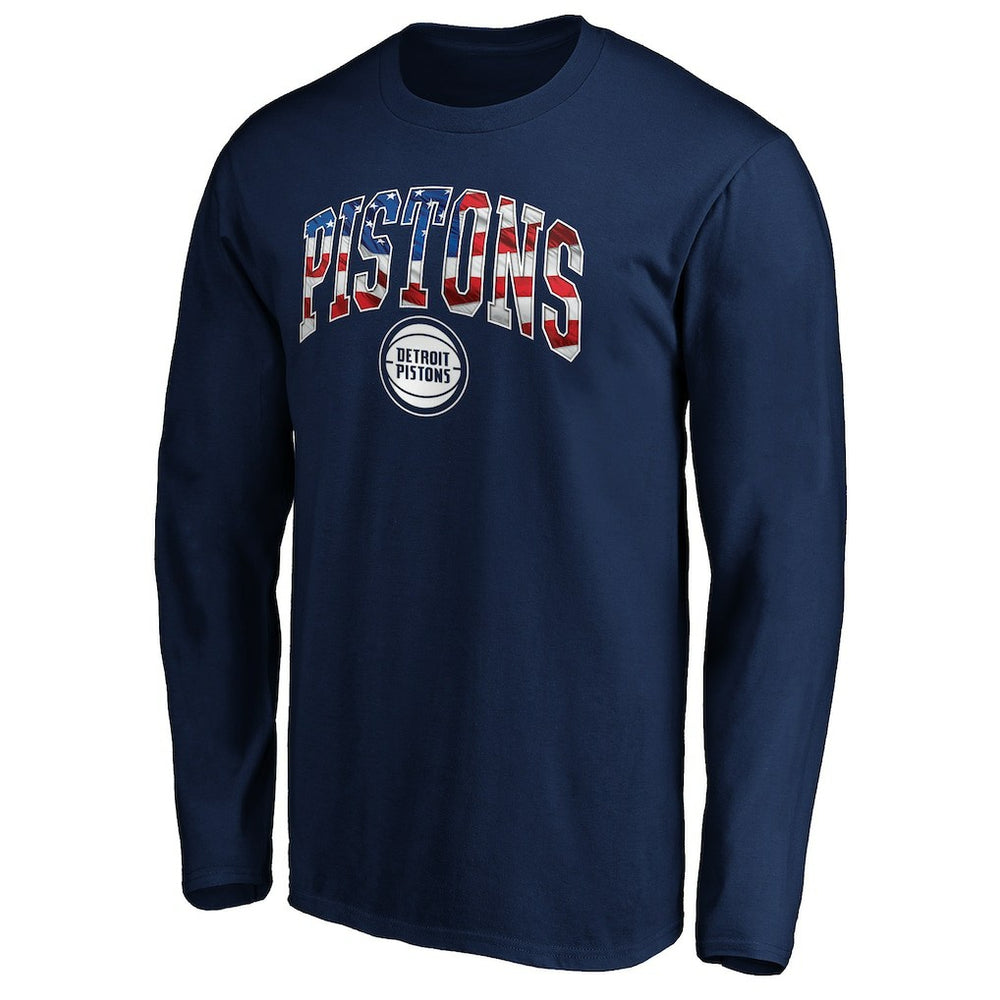 Detroit Pistons Banner Wave Long Sleeve T-Shirt Navy