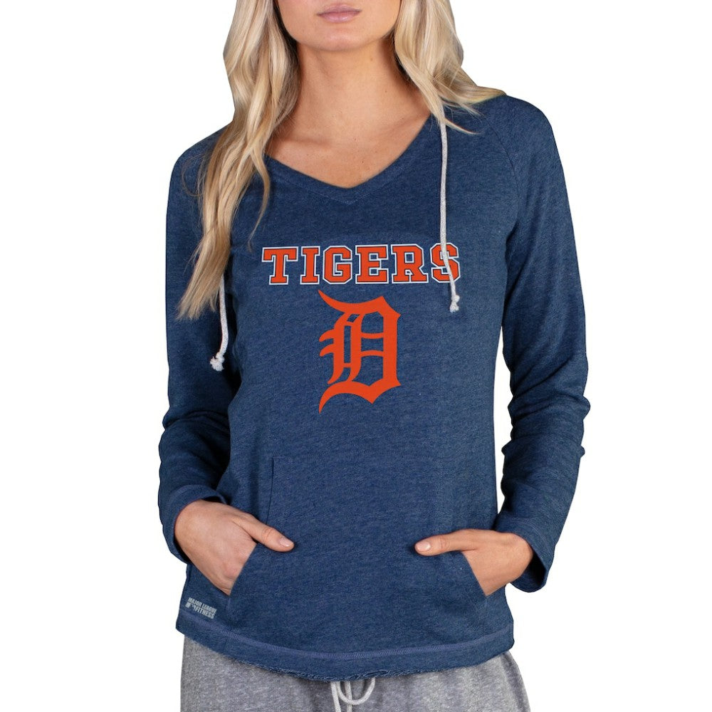 Detroit Tigers Concepts Sport Women's Mainstream Terry Long Sleeve Hoodie Top - Navy Hoodies