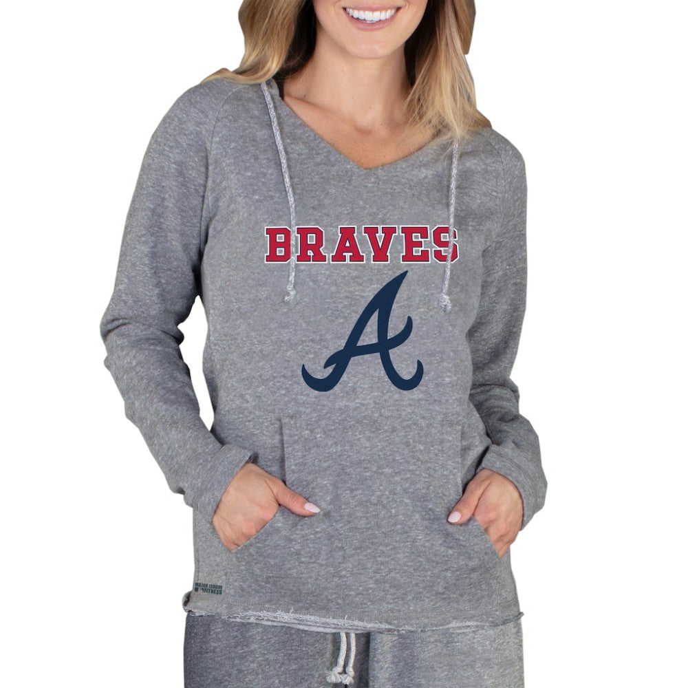 Atlanta Braves Concepts Sport Women's Mainstream Terry Long Sleeve Hoodie Top - Gray Hoodies