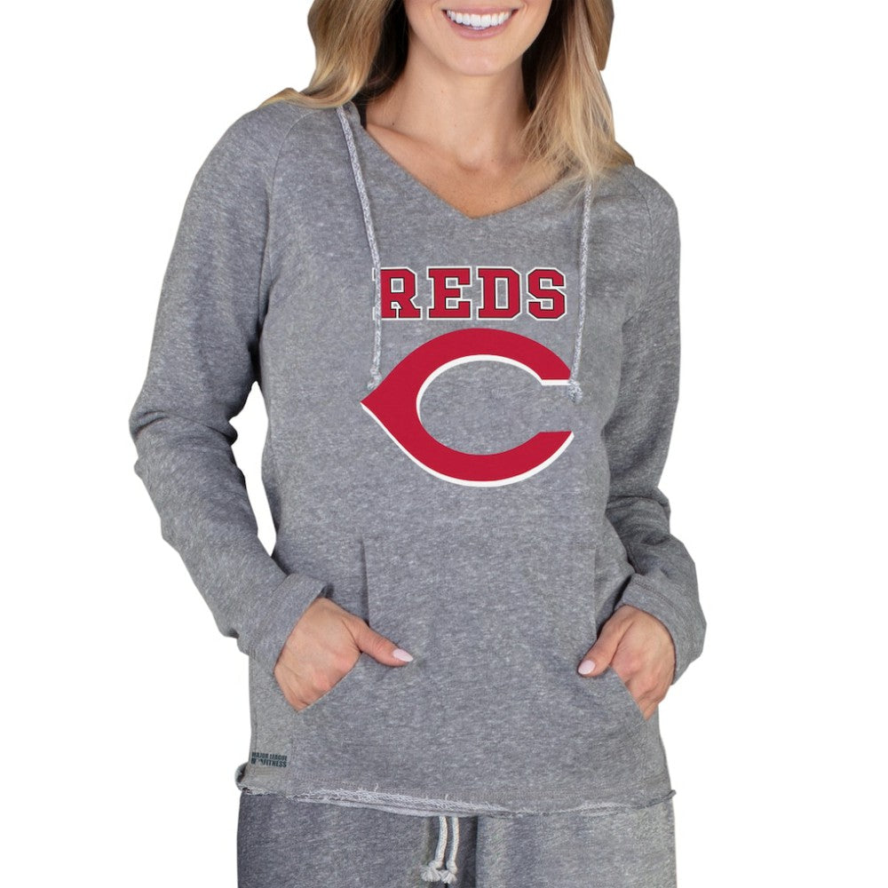 Cincinnati Reds Concepts Sport Women's Mainstream Terry Long Sleeve Hoodie Top - Gray Hoodies