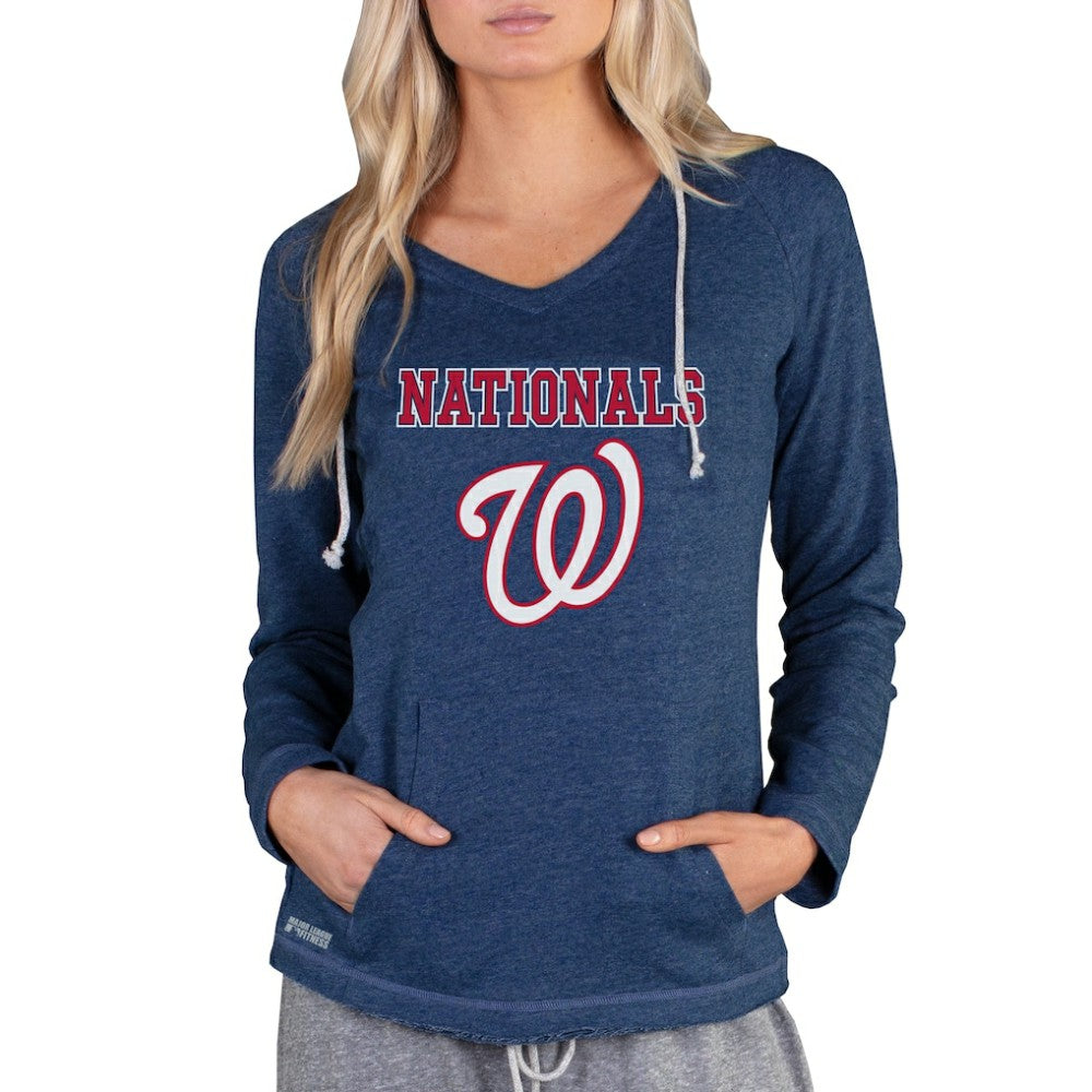 Washington Nationals Concepts Sport Women's Mainstream Terry Long Sleeve Hoodie Top - Navy Hoodies