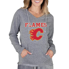 NHL Calgary Flames Concepts Sport Women's Mainstream Terry Tri-Blend Long Sleeve Hooded Top - Gray
