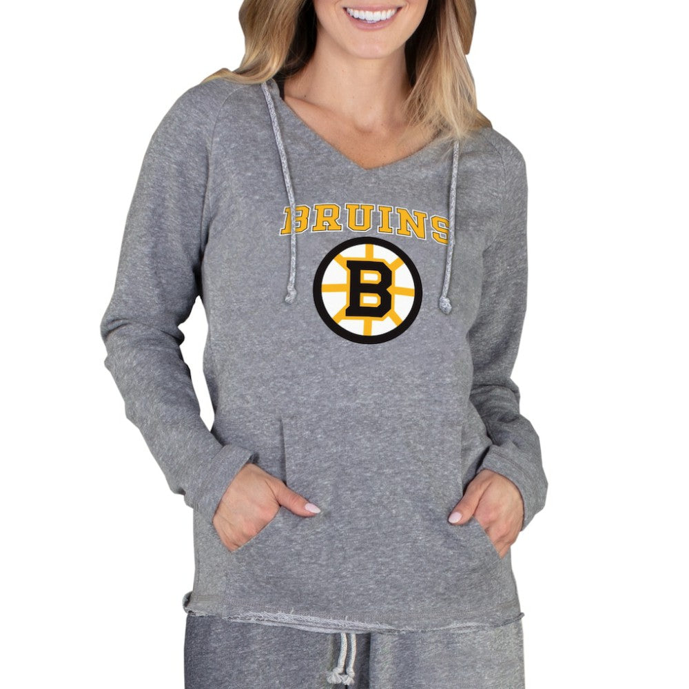 NHL Boston Bruins Concepts Sport Women's Mainstream Terry Tri-Blend Long Sleeve Hooded Top - Gray