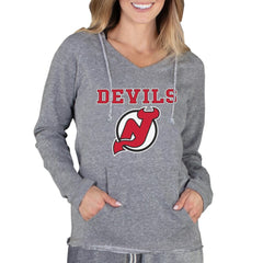NHL New Jersey Devils Concepts Sport Women's Mainstream Terry Tri-Blend Long Sleeve Hooded Top - Gray