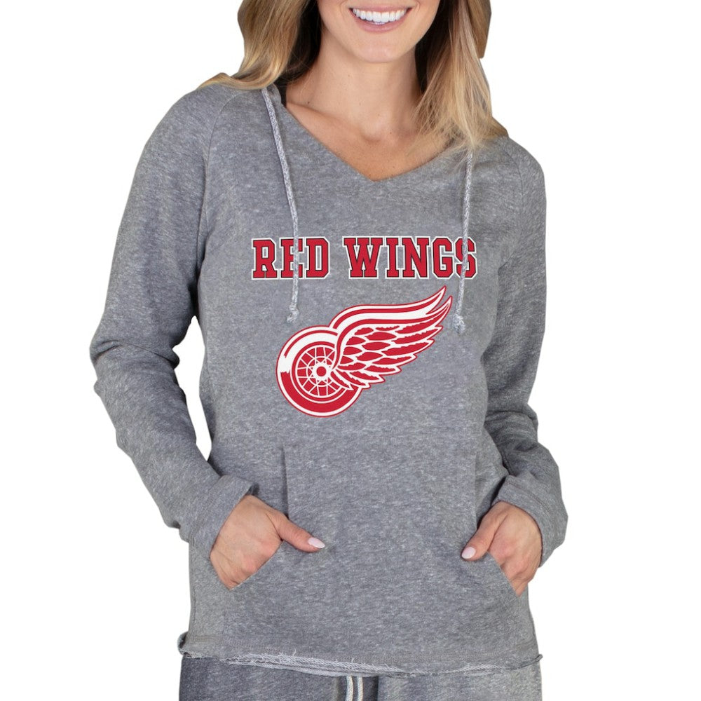 NHL Detroit Red Wings Concepts Sport Women's Mainstream Terry Tri-Blend Long Sleeve Hooded Top - Gray