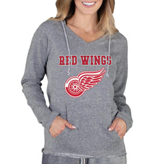 NHL Detroit Red Wings Concepts Sport Women's Mainstream Terry Tri-Blend Long Sleeve Hooded Top - Gray