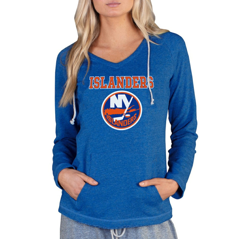 NHL New York Islanders Concepts Sport Women's Mainstream Terry Tri-Blend Long Sleeve Hooded Top - Royal