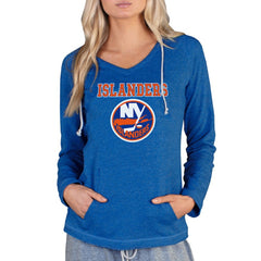 NHL New York Islanders Concepts Sport Women's Mainstream Terry Tri-Blend Long Sleeve Hooded Top - Royal