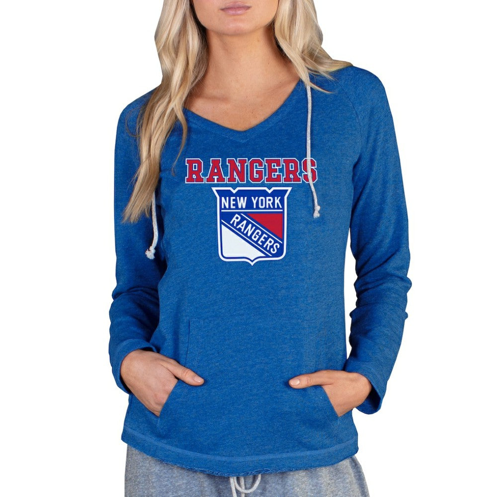 NHL New York Rangers Concepts Sport Women's Mainstream Terry Tri-Blend Long Sleeve Hooded Top - Royal