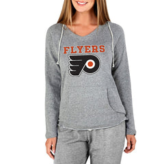 NHL Philadelphia Flyers Concepts Sport Women's Mainstream Terry Tri-Blend Long Sleeve Hooded Top - Gray