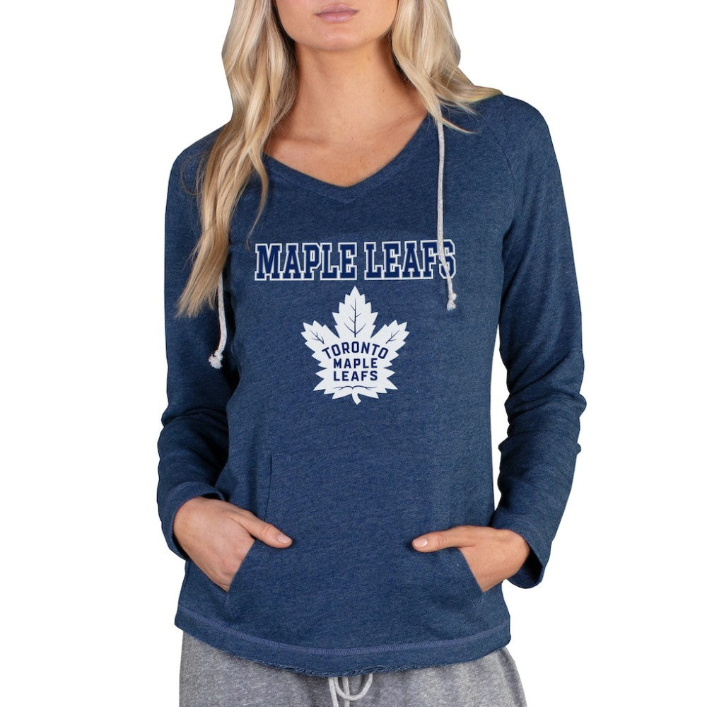 NHL Toronto Maple Leafs Concepts Sport Women's Mainstream Terry Tri-Blend Long Sleeve Hooded Top - Navy