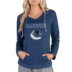 NHL Vancouver Canucks Concepts Sport Women's Mainstream Terry Tri-Blend Long Sleeve Hooded Top - Navy
