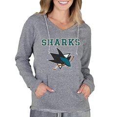 NHL San Jose Sharks Concepts Sport Women's Mainstream Terry Tri-Blend Long Sleeve Hooded Top - Gray