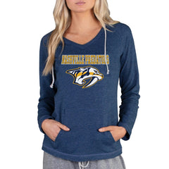 NHL Nashville Predators Concepts Sport Women's Mainstream Terry Tri-Blend Long Sleeve Hooded Top - Navy