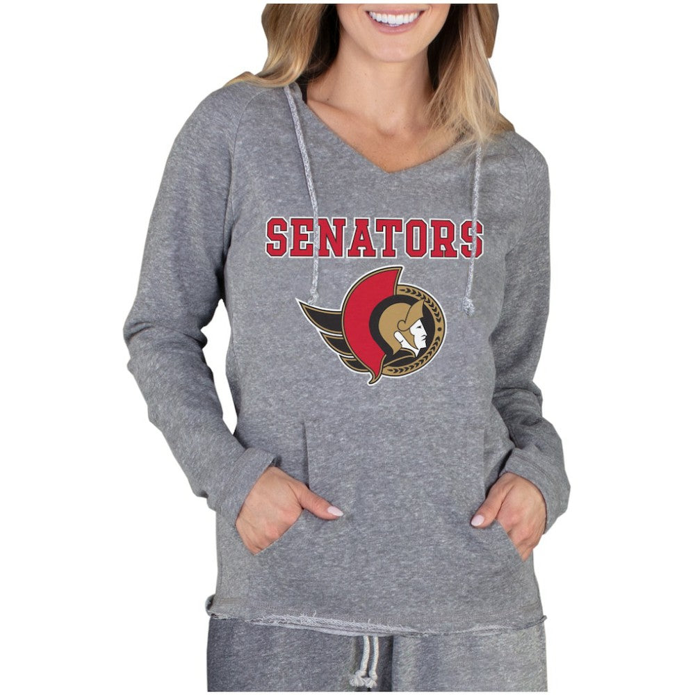 NHL Ottawa Senators Concepts Sport Women's Mainstream Terry Long Sleeve Hooded Top - Gray