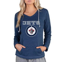 NHL Winnipeg Jets Concepts Sport Women's Mainstream Terry Tri-Blend Long Sleeve Hooded Top - Navy