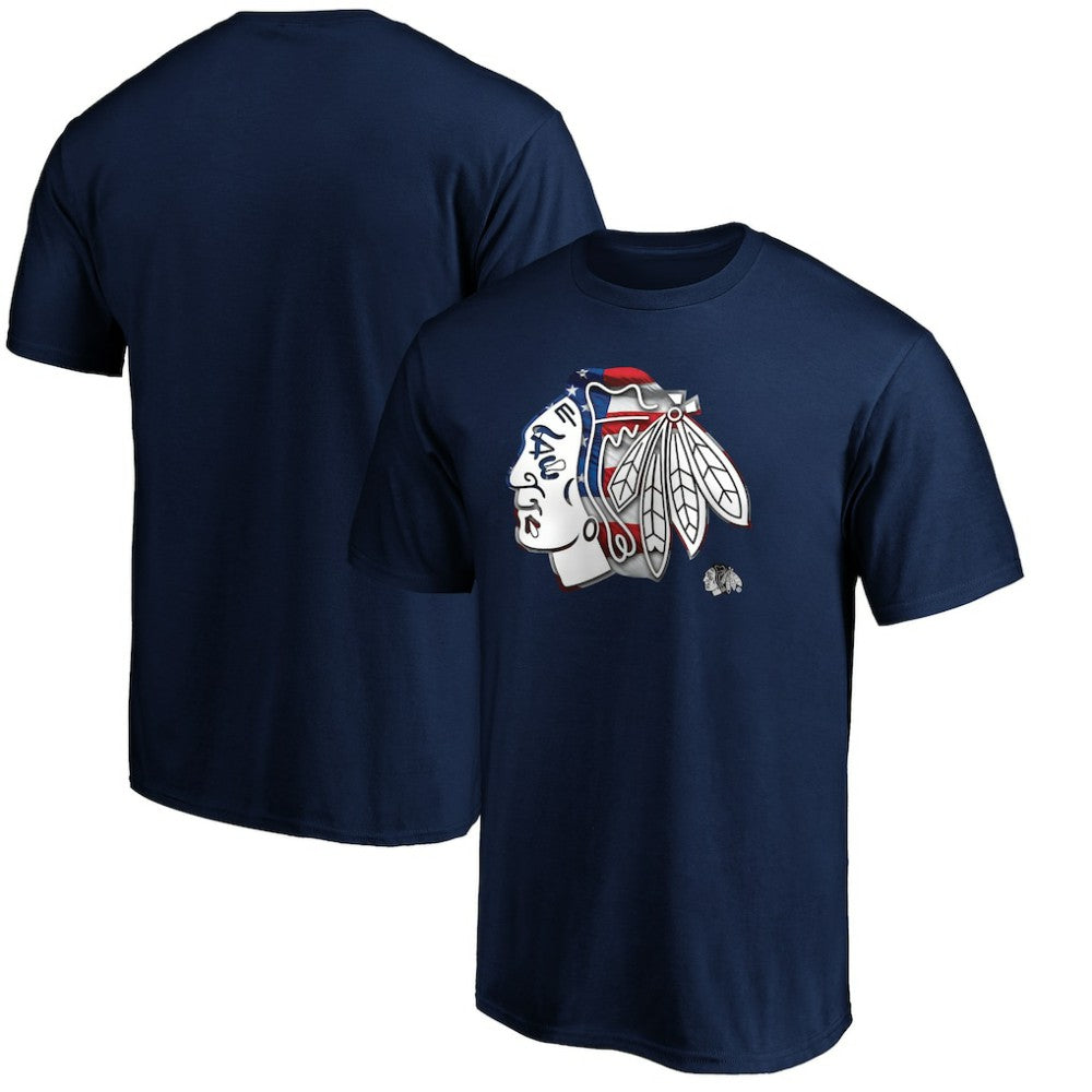 NHL Chicago Blackhawks Banner Wave Logo T-Shirt - Navy