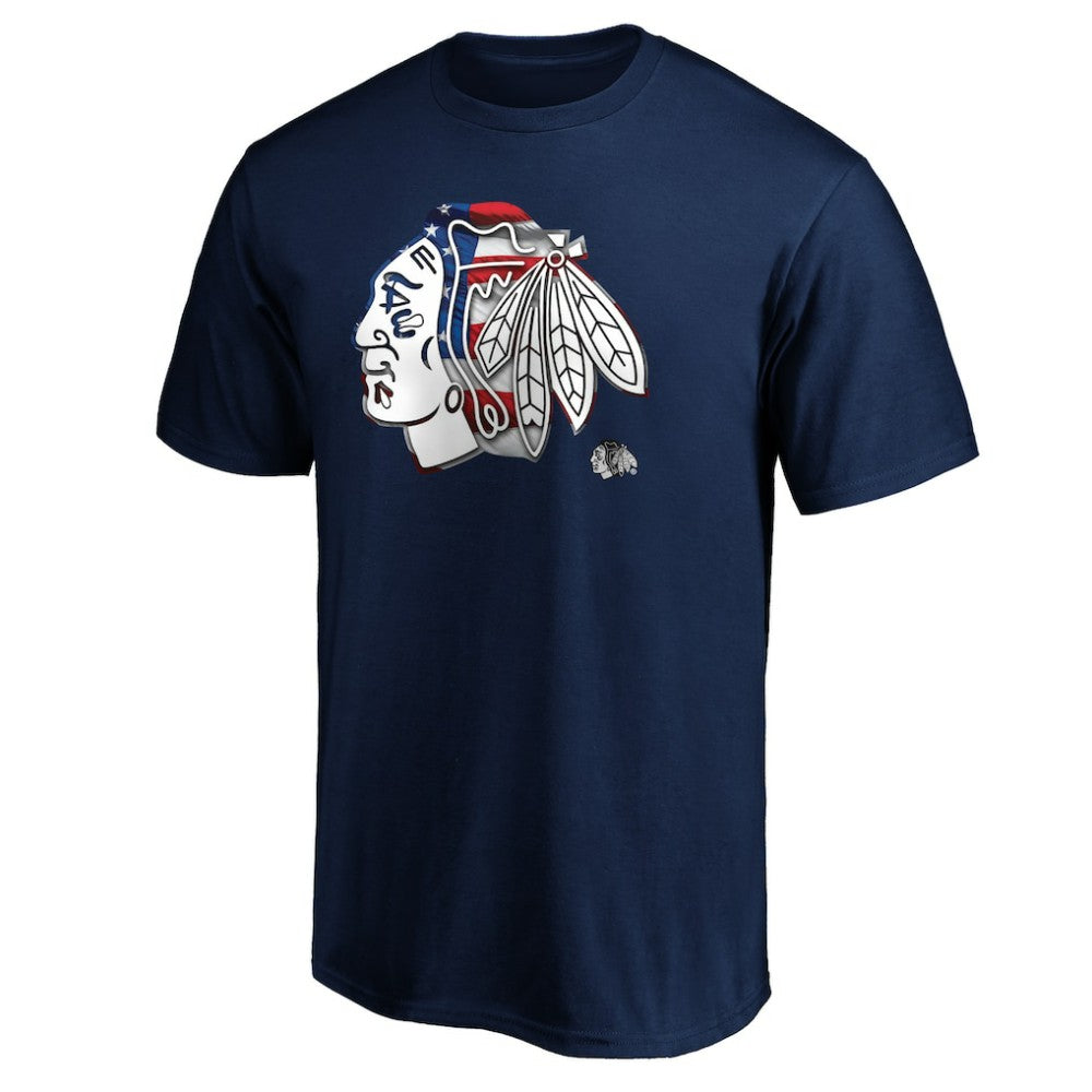NHL Chicago Blackhawks Banner Wave Logo T-Shirt - Navy