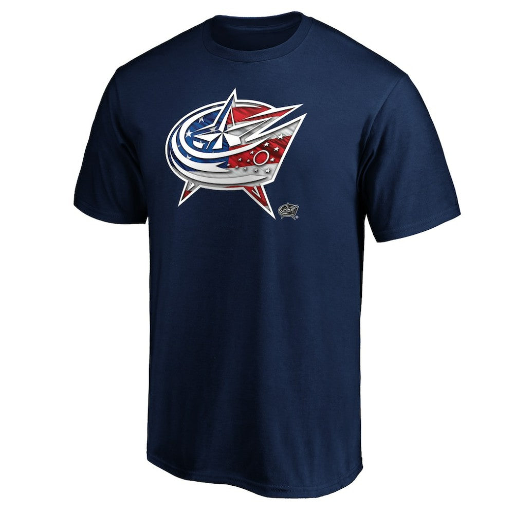 NHL Columbus Blue Jackets Banner Wave Logo T-Shirt - Navy