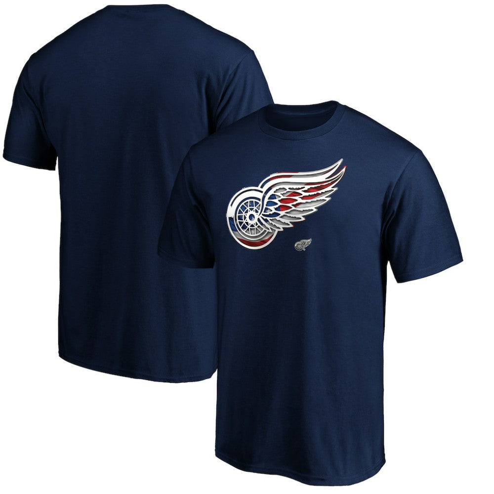 NHL Detroit Red Wings Banner Wave Logo T-Shirt - Navy