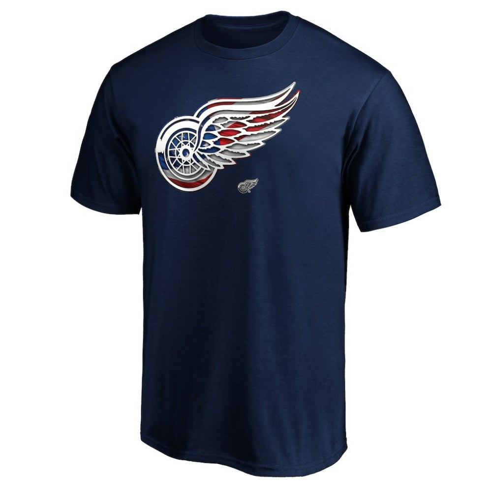 NHL Detroit Red Wings Banner Wave Logo T-Shirt - Navy