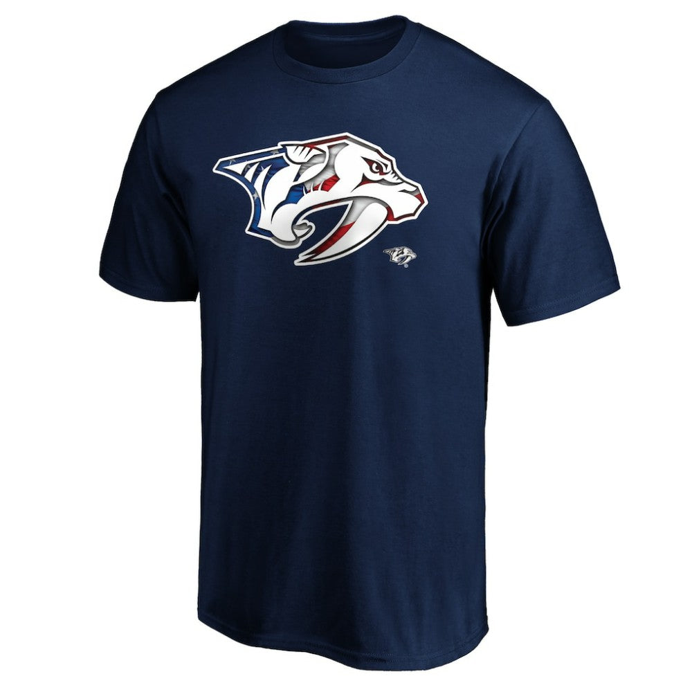 NHL Nashville Predators Banner Wave Logo T-Shirt - Navy