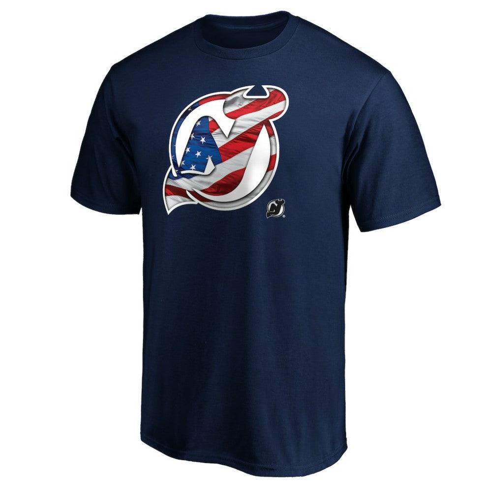 NHL New Jersey Devils Banner Wave Logo T-Shirt - Navy