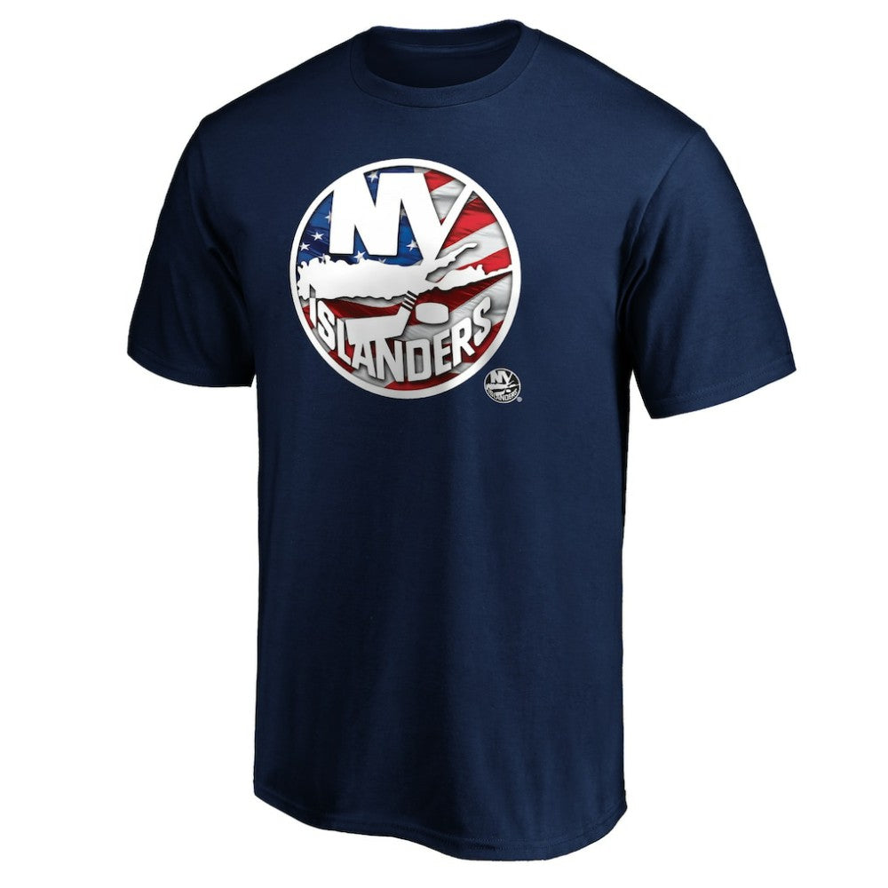 NHL New York Islanders Banner Wave Logo T-Shirt - Navy