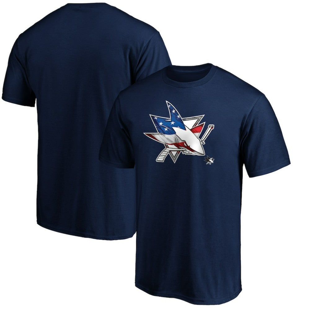 NHL San Jose Sharks Banner Wave Logo T-Shirt - Navy