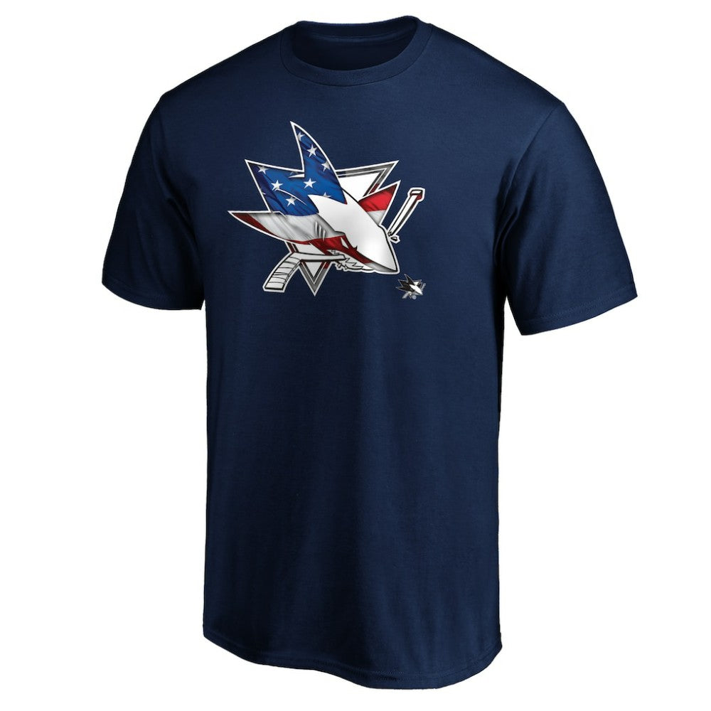 NHL San Jose Sharks Banner Wave Logo T-Shirt - Navy