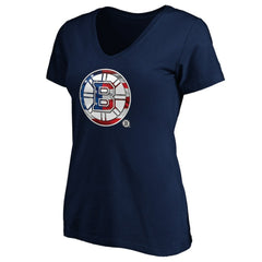 NHL Boston Bruins Women's Banner Wave Logo V-Neck T-Shirt T-Shirt - Navy