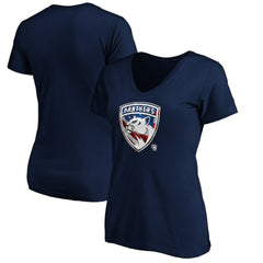 NHL Florida Panthers Women's Banner Wave Logo V-Neck T-Shirt T-Shirt - Navy