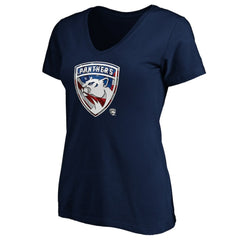 NHL Florida Panthers Women's Banner Wave Logo V-Neck T-Shirt T-Shirt - Navy