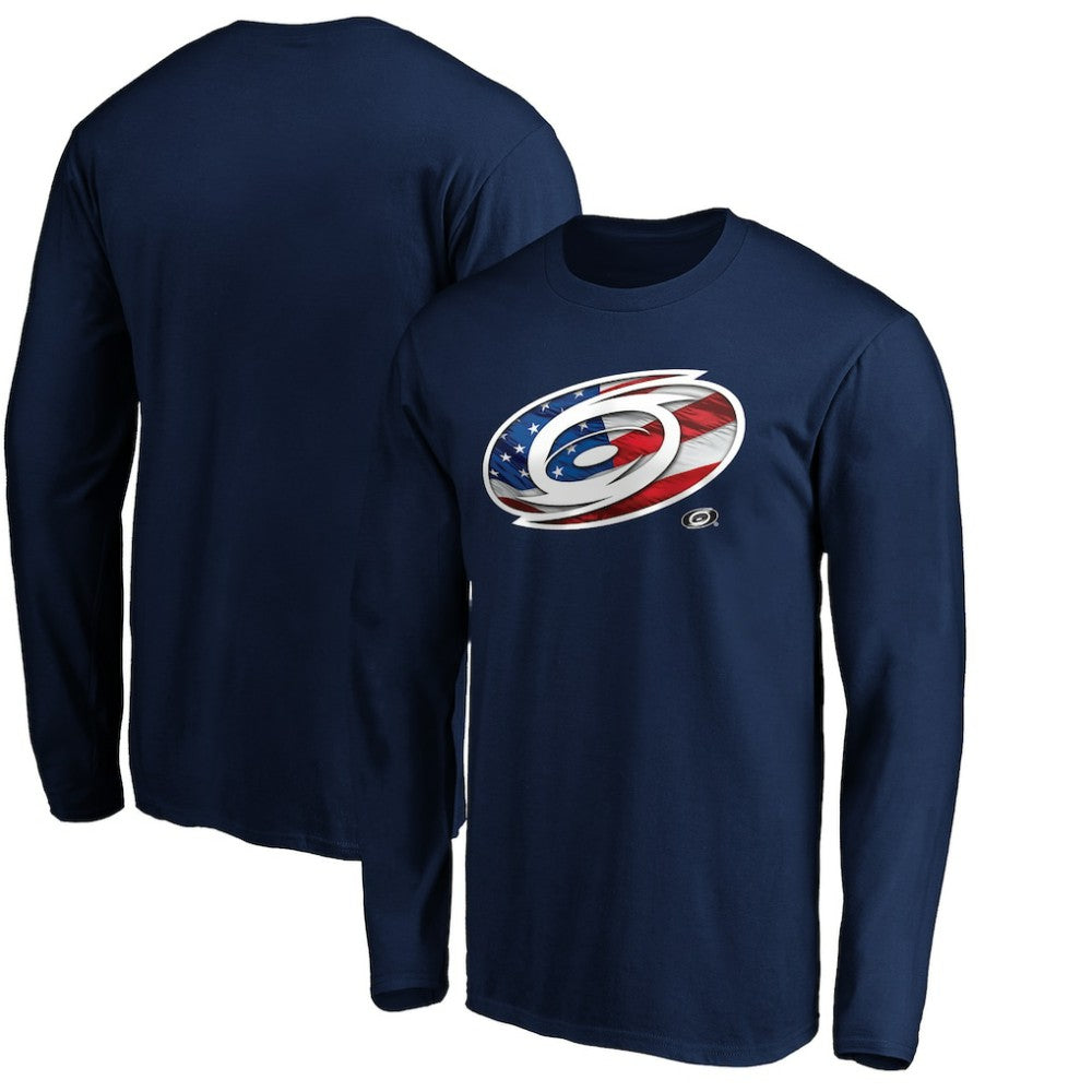 NHL Carolina Hurricanes Banner Wave Logo Long Sleeve T-Shirt - Navy
